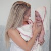 Cuddledry Original White and Pink Hands-Free Baby Bath Towel