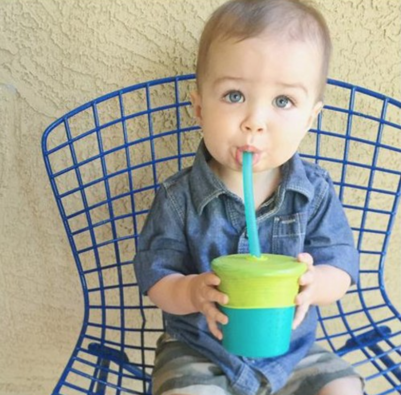 GoSili Teal/Lime Silicone Kids' Straw Cup