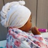Cuddledry Cuddletwist Kids Beige Gingham Trim Hair Towel Wrap
