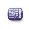 GoSili Extra Long Violet Purple Silicone Straw with Tin Case