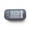GoSili Extra Wide Charcoal Grey Silicone Straw with Tin Case