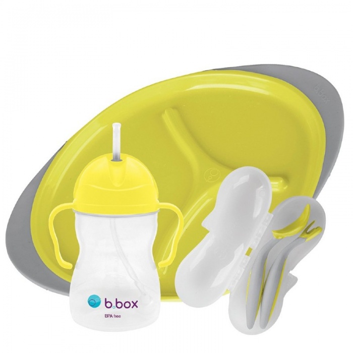 b.box Lemon Sherbet Yellow Baby Feeding Set