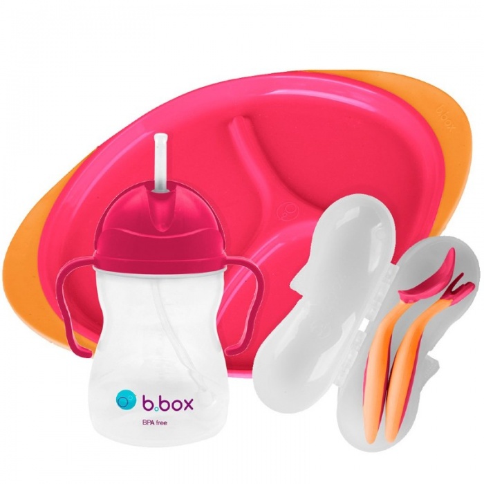 b.box Strawberry Shake Pink Baby Feeding Set