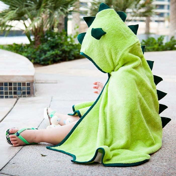 Cuddledry Cuddleroar Green Hooded Dinosaur Bath Towel