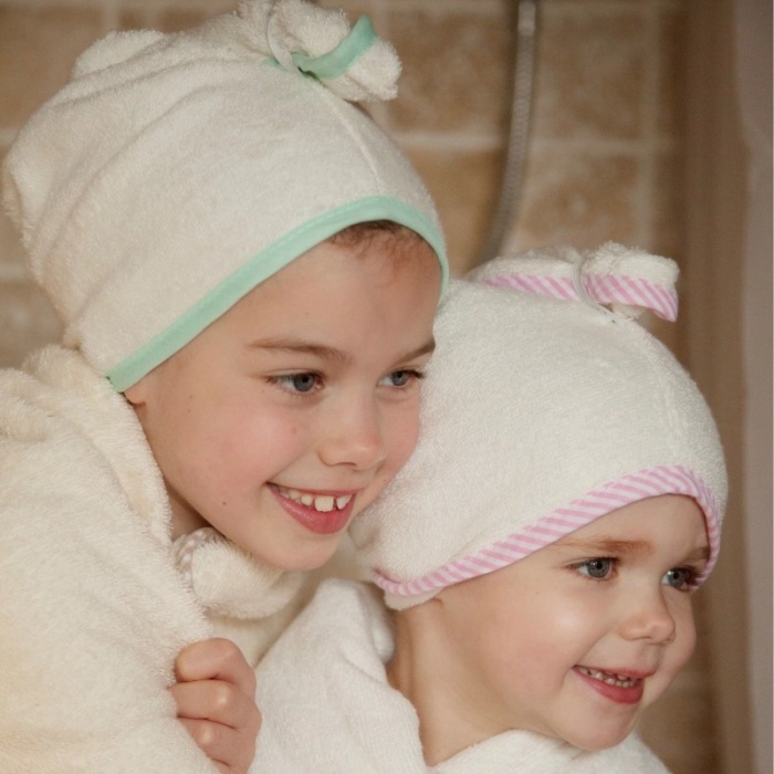 Cuddledry Cuddletwist Kids Candy Pink Trim Hair Towel Wrap