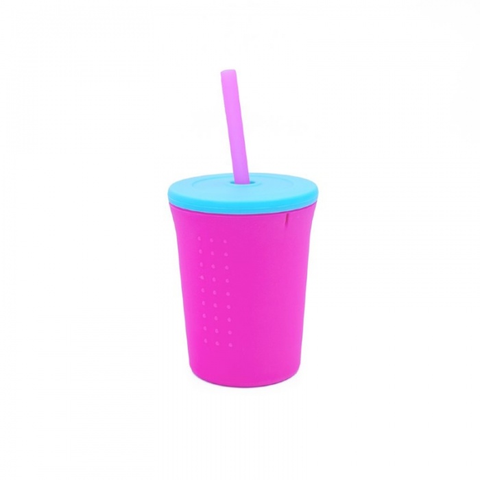 GoSili Silicone Berry/Sea Blue Large Kids' Straw Cup