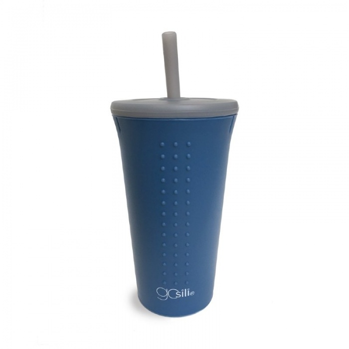 GoSili 12oz Straw Cup, Sea/Yellow