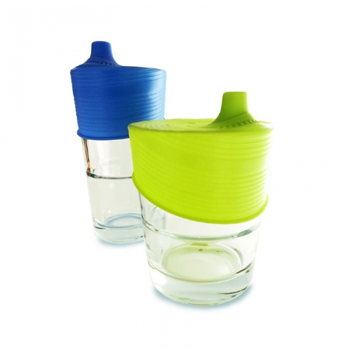 GoSili Silikids Blue/Lime Universal Silicone Sippy Tops (Pack of 2)