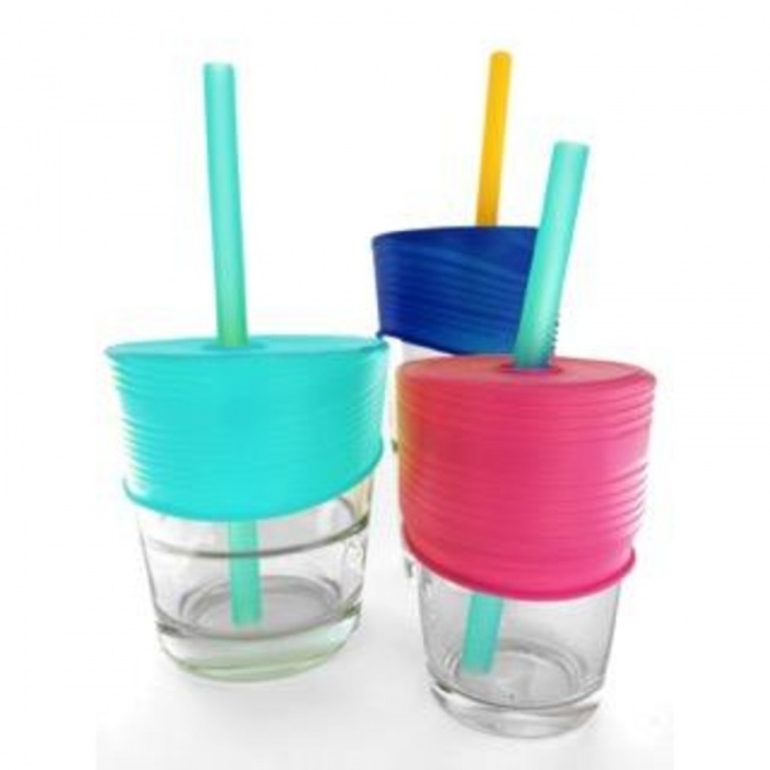 GoSili Silikids Sea/Berry/Cobalt Universal Silicone Straw Tops (Pack of 3)
