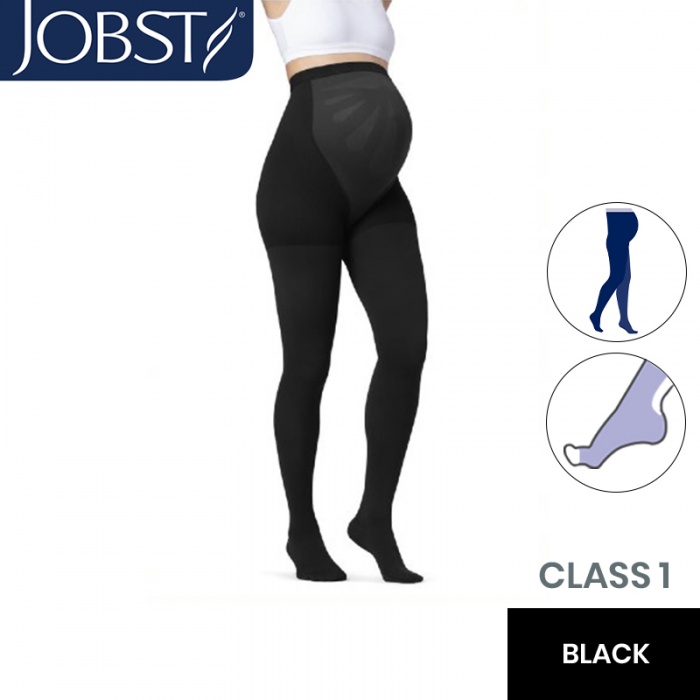 JOBST Maternity Opaque Compression Class 1 (18 - 21mmHg) Black Open Toe Compression Stockings