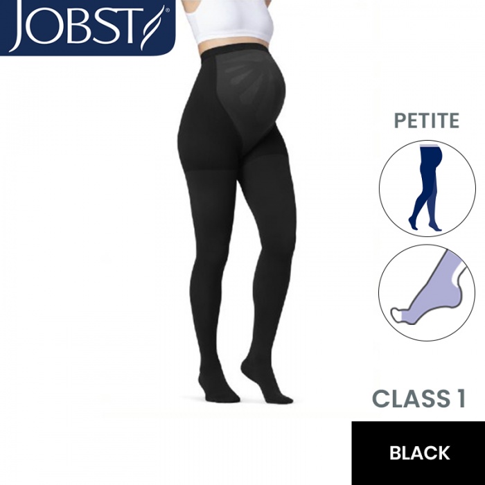 JOBST Petite Maternity Opaque Compression Class 1 (18 - 21mmHg) Black Open Toe Compression Stockings