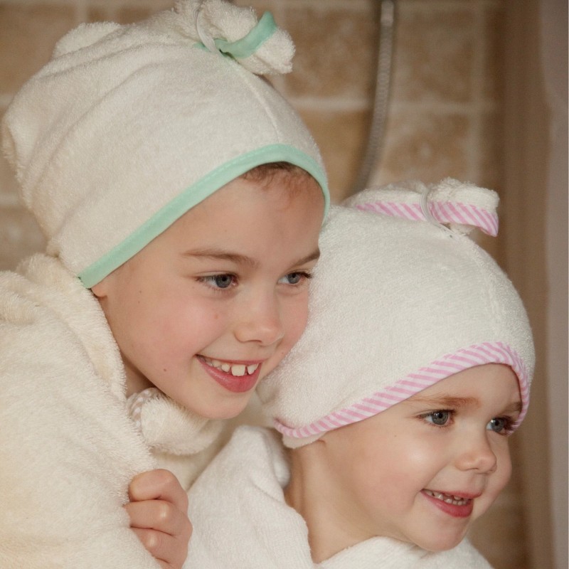 Cuddledry Cuddletwist Kids Candy Pink Trim Hair Towel Wrap