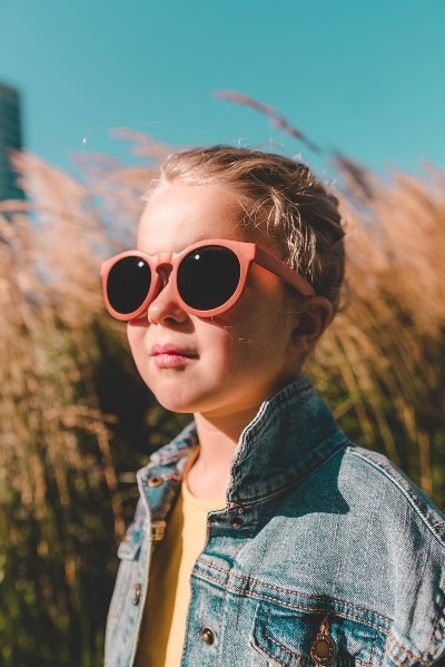 The Chill Sunglasses offer 100% protection against UVA/UVB rays Child wearing Real Shades Toddler Sunglasses