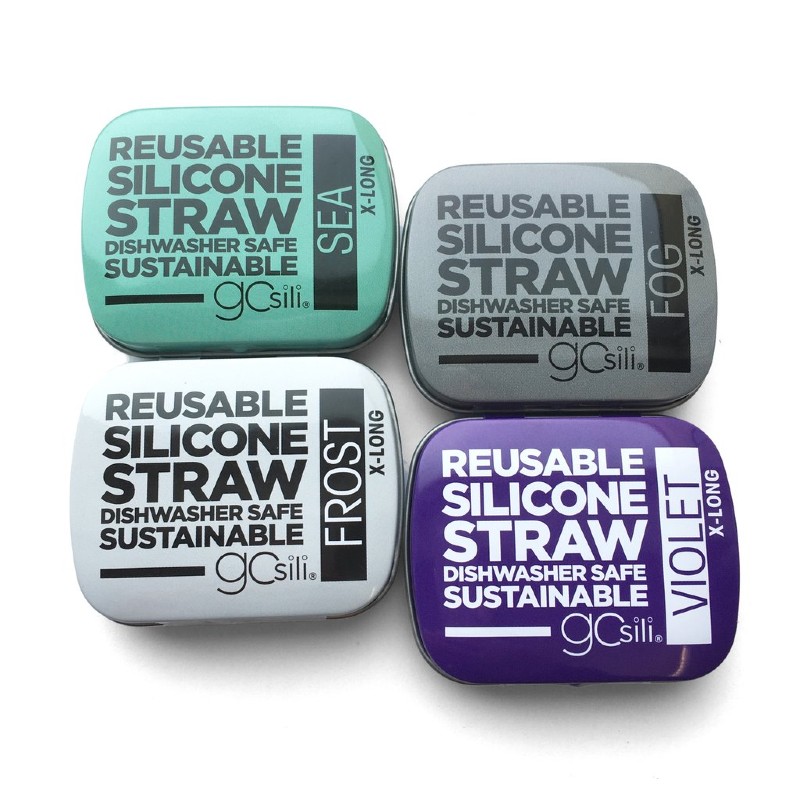GoSili Extra Long Silicone Straw with Tin Case GoSili Extra Long Silicone Straw with Tin Case