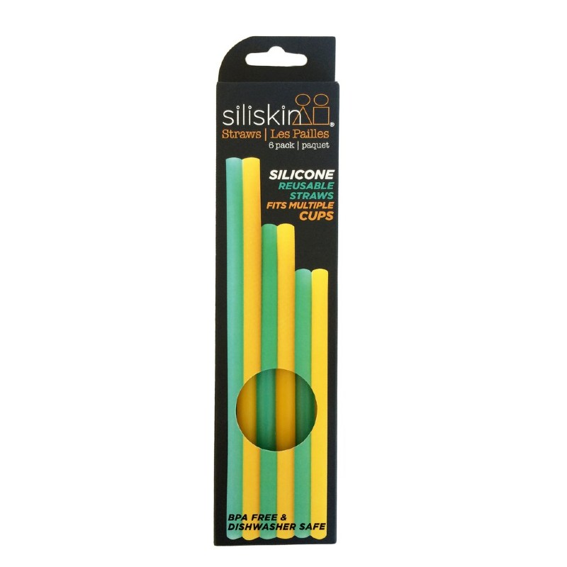 GoSili Silikids Sea/Orange Kids' Reusable Silicone Straws (Pack of 6)