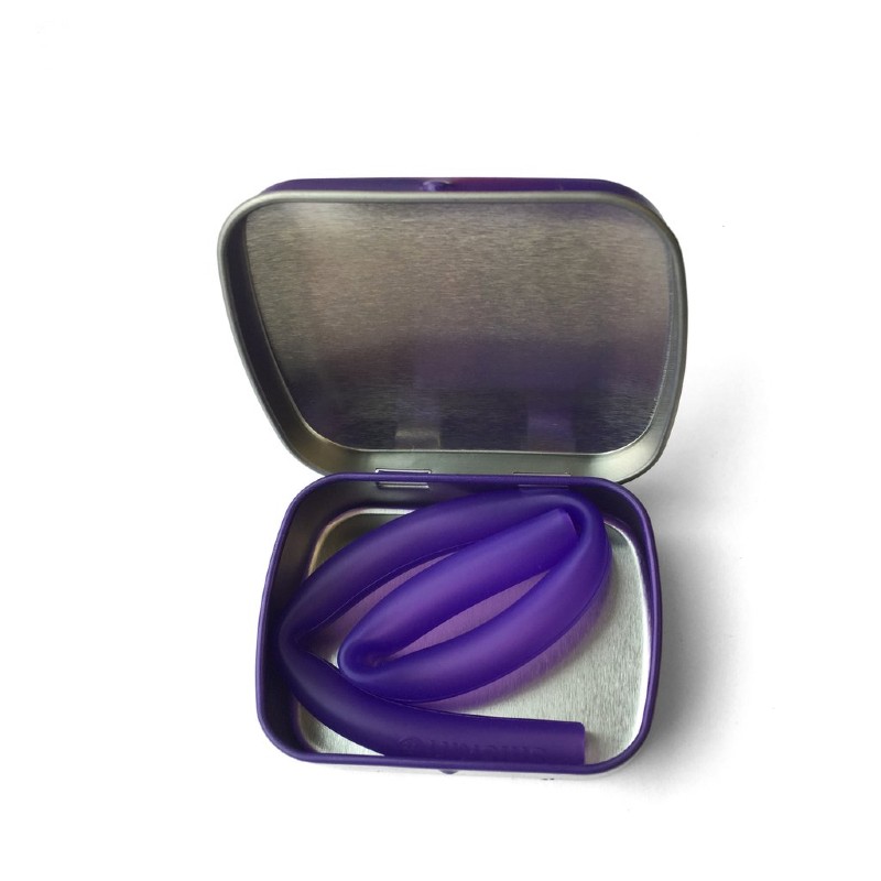 GoSili Violet Purple Silicone Straw with Tin Case