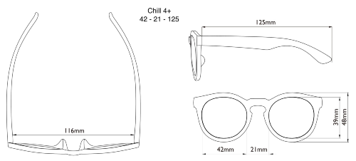 Dimensions of the Chill Sunglasses