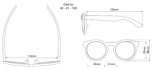 Dimensions of the Chill Sunglasses Dimensions of the Chill Sunglasses