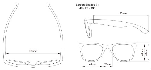 Dimensions of the Screen Sunglasses Dimensions of the Screen Sunglasses