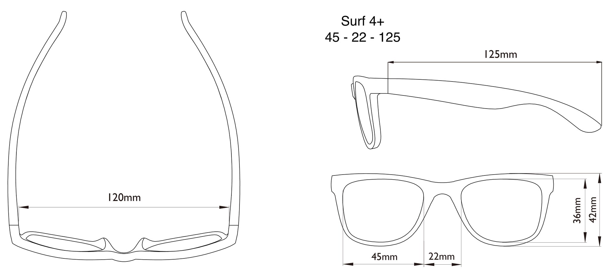 Dimensions of the Surf Toddler Sunglasses