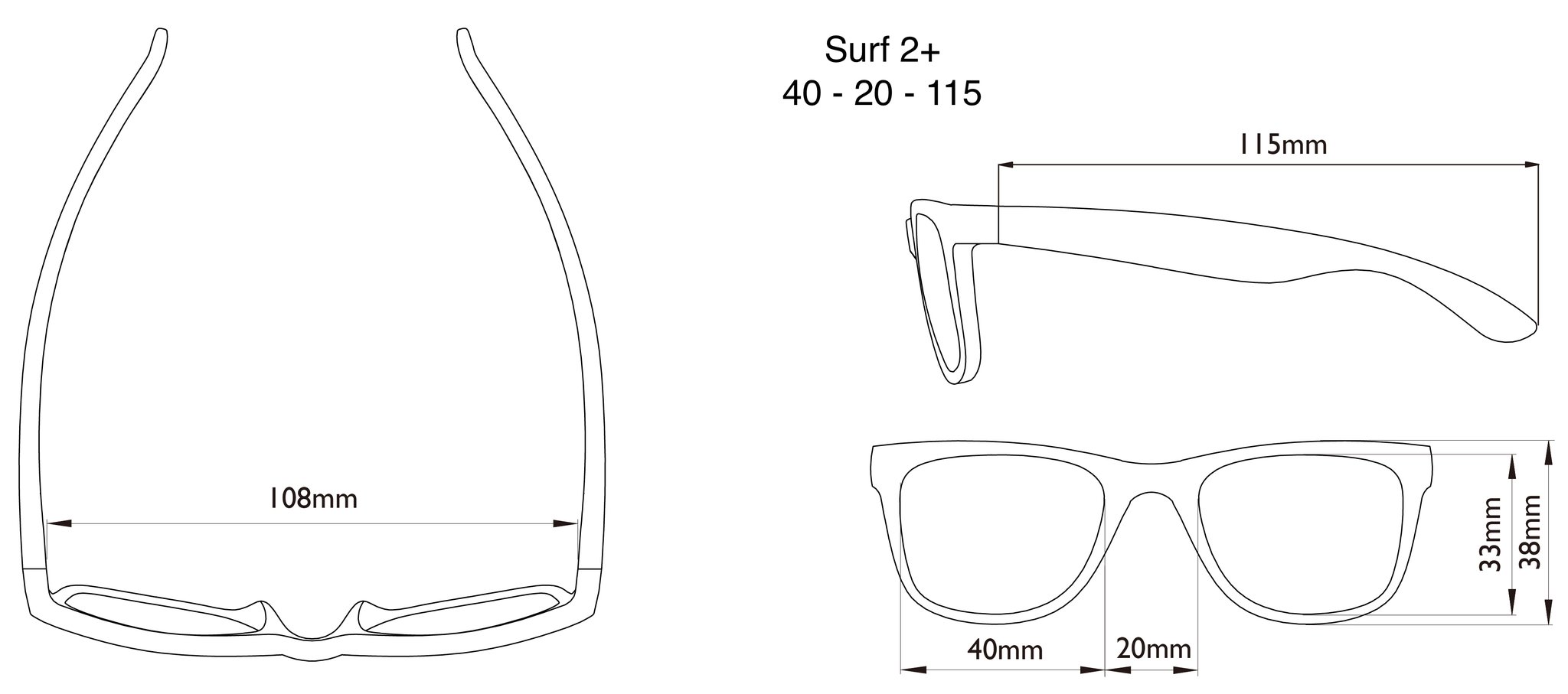 Dimensions of the Surf Toddler Sunglasses