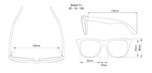 Dimensions of the Switch Sunglasses