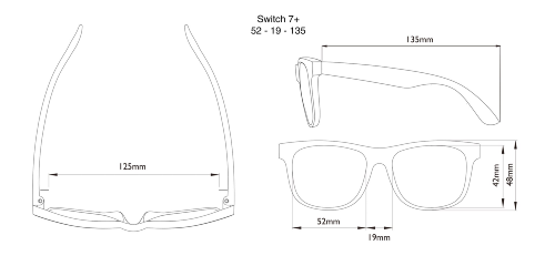 Dimensions of the Switch Sunglasses Dimensions of the Switch Sunglasses