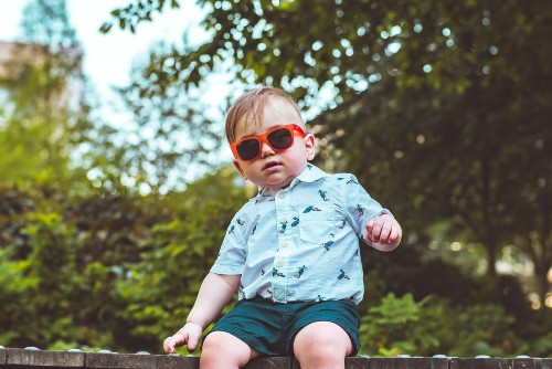 The Switch Glasses feature bendable, flexible frames Child wearing Real Shades Switch Sunglasses