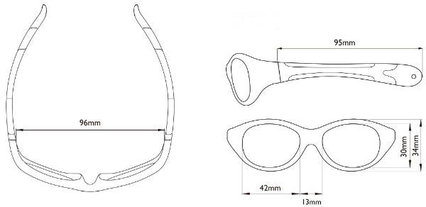 Dimensions of the Explorer Baby Sunglasses