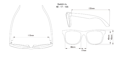 Dimensions of the Switch Sunglasses Dimensions of the Switch Sunglasses